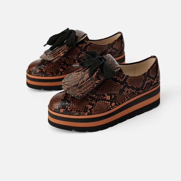 Zara Shoes - Zara Animal Print Platform Derby